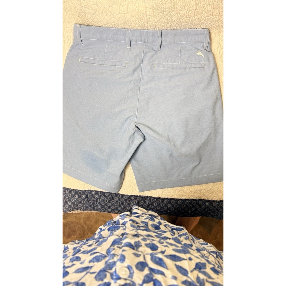 Excellent Tommy Bahama Men's Solid Lt. Blue Golf Shorts Size 30 Hawaian Style - Picture 3 of 16